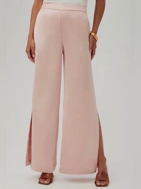 Trina Turk Nolita Satin Wide Leg Pants Blush‎ Pink Size Medium